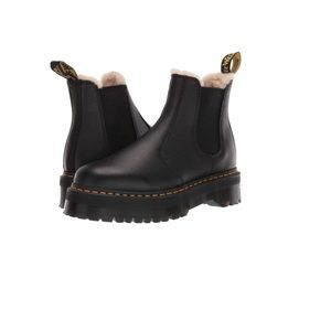 Faux Fur Lined Black Platform Dr. Martens